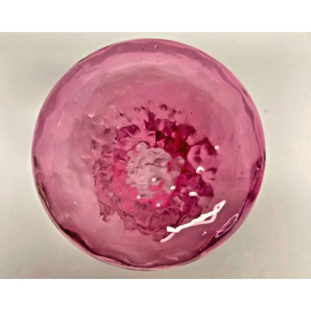 Vintage Cranberry Art Glass Vase Pair – Ruffled Rim Bud Vases, Hand Blown Pink